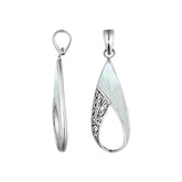 925 Sterling Silver Artistic Open Teardrop Pendant Featuring Mother Of Pearl